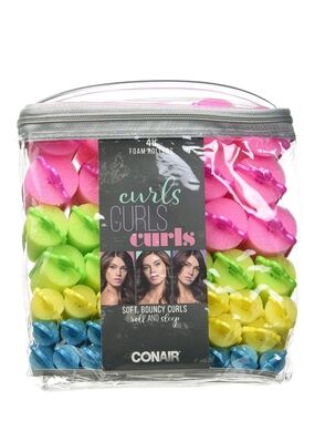 Conair Soft, Bouncy Curls Foam Rollers, Assorted Colors, 48 Pack